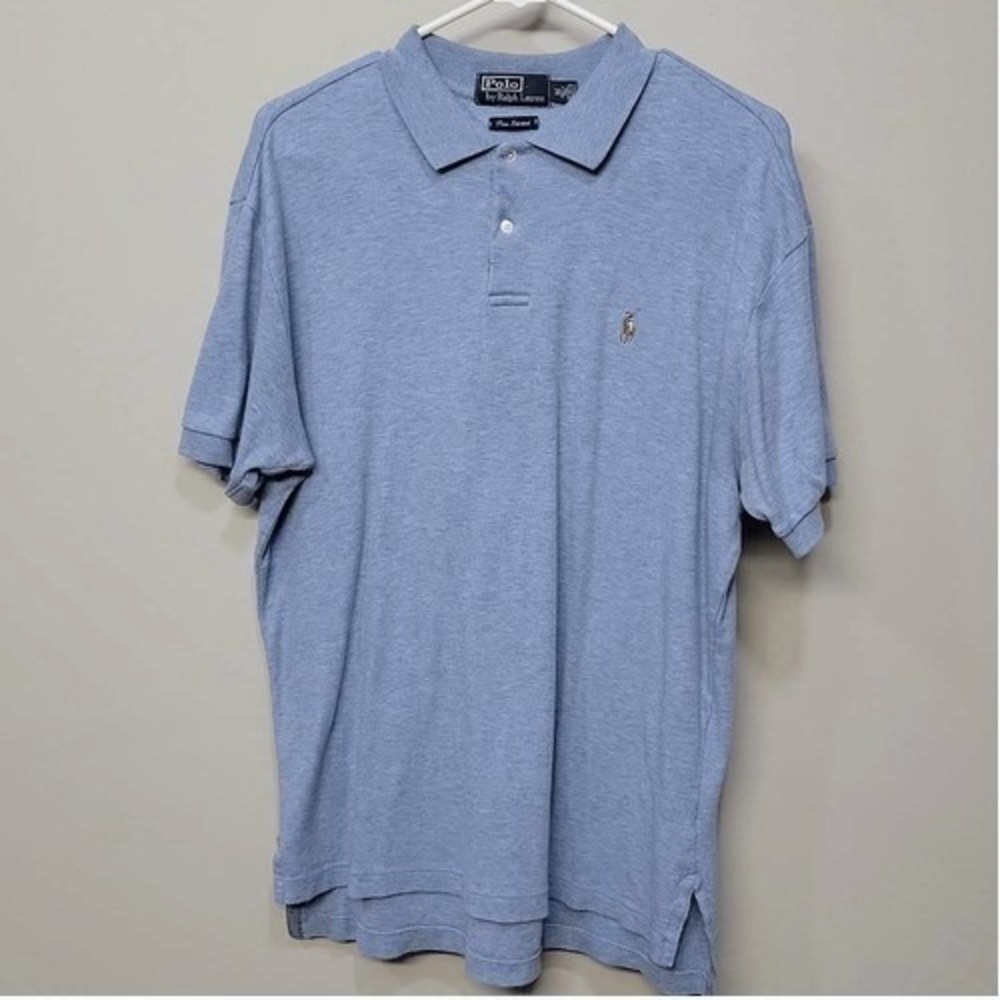 Vintage Polo Ralph Lauren Polo Shirt Men Medium‎ Blue 100% Pima Cotton Pony Logo